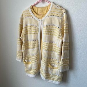 butter yellow knit cardigan set